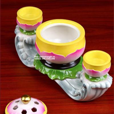 BỘ ĐỂ NẾN KÈM HŨ ĐỐT TRẦM - HOA SEN